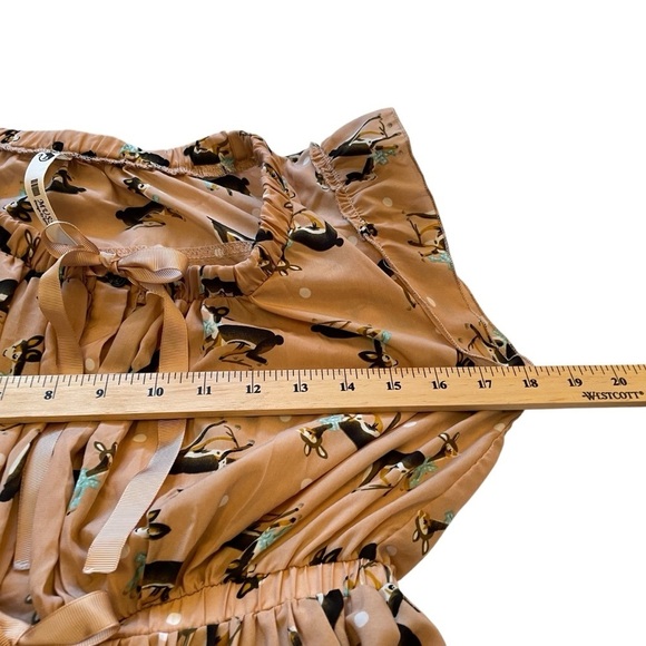 MUSS cute Deer Print-A Line-Circle Skirt-Size Small-Button up-White Dots - Picture 10 of 14